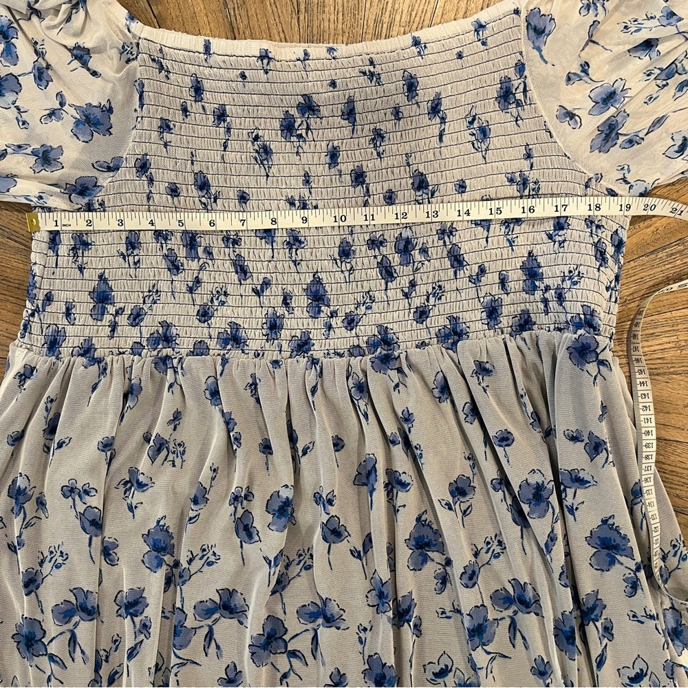 Maison Tara Cream and Blue Floral Midi Dress - Picture 12 of 16